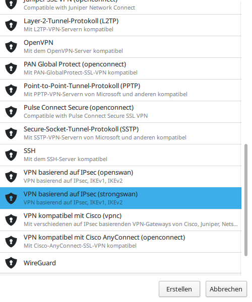 VPN Typ Plasma Desktop